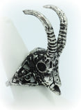 Jewellery Black / 18 Nugoth Gazelle Skull Arsenic Symbol Gothic Ring - Silver tone
