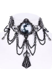 Jewellery Restyle Gothic Victorian Moon Geometry Choker Crescent Moon Jewelry Necklace