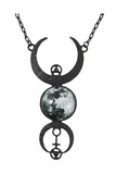 Jewellery Restyle Gypsy Gothic Dark Magic Witchcraft Black Luna Full Moon Pendant Necklace