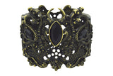 Jewellery Gold Restyle Pagan Snake Goddess Magical Power black stone Cuff Bracelet