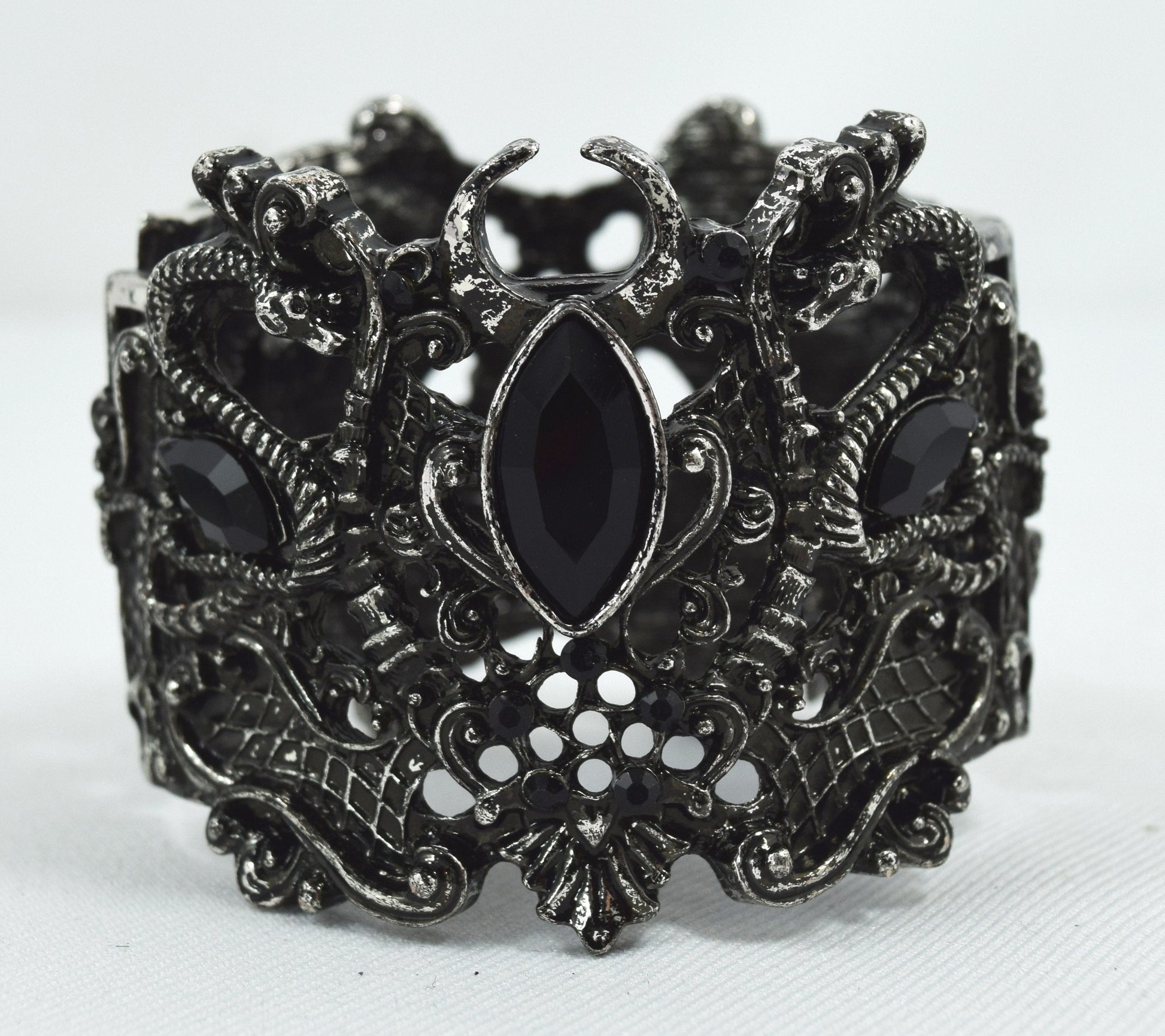 Jewellery Restyle Pagan Snake Goddess Magical Power black stone Cuff Bracelet