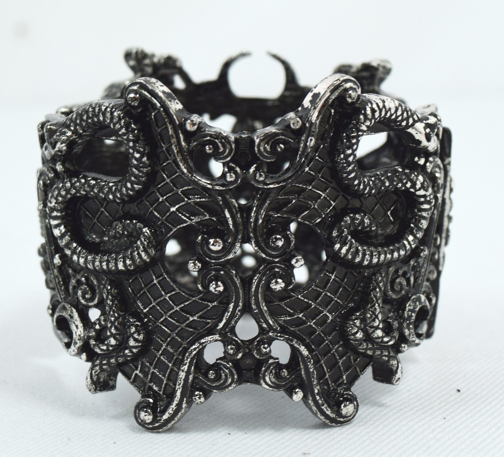 Jewellery Restyle Pagan Snake Goddess Magical Power black stone Cuff Bracelet