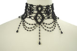 Jewellery Restyle Victorian Gothic Burlesque black Beaded Chandelier Choker Necklace