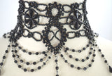 Jewellery Restyle Victorian Gothic Burlesque black Beaded Chandelier Choker Necklace