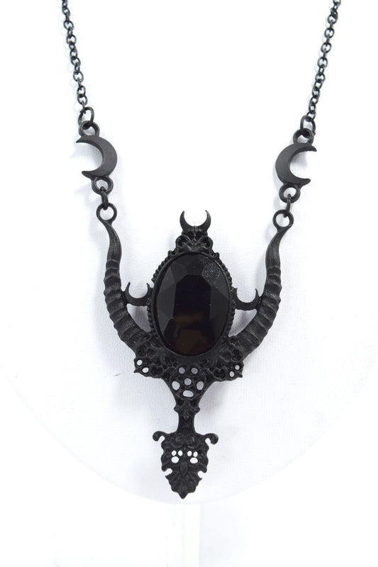 Jewellery Black Restyle Witch Goth Mystica Black Stone and horns Necklace