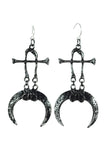 Jewellery Restyle Witchcraft Wiccan Magick Bones and Claws Naja Talon Crescent Earrings - Silver