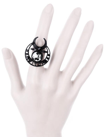 Jewellery Witch Moon Ring - Witchy Moon Occult Crescent Moon Fashion Ring