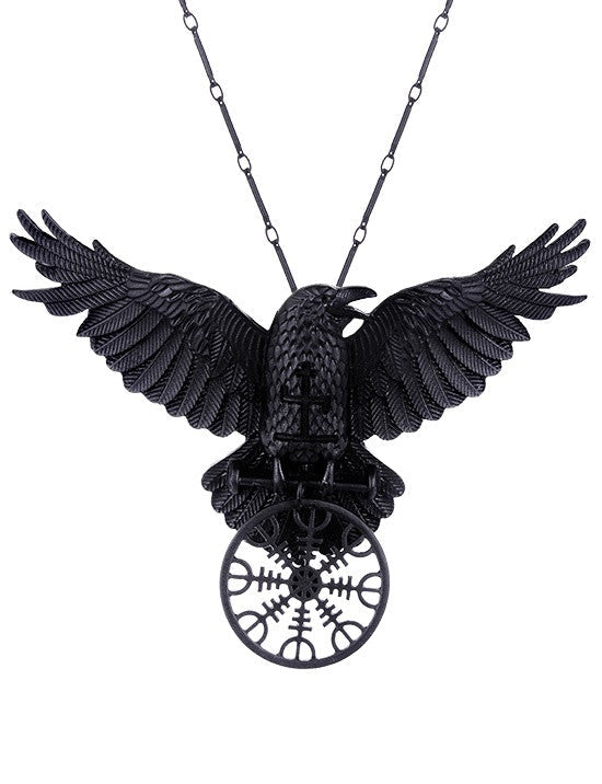 Jewellery Witchcraft Dark Magic Raven Helm of Awe Gothic Raven necklace