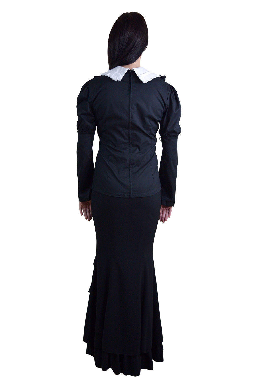 Tops Gothic Lolita Black & White Ruffle Long Sleeves Blouse Top