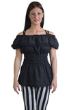 Tops Gothic Victorian Lolita Black Off Shoulder Blouse