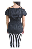 Tops Gothic Victorian Lolita Black Off Shoulder Blouse