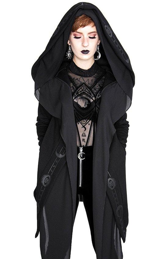 Tops Restyle Fortune Teller Black Hoodie with Veil
