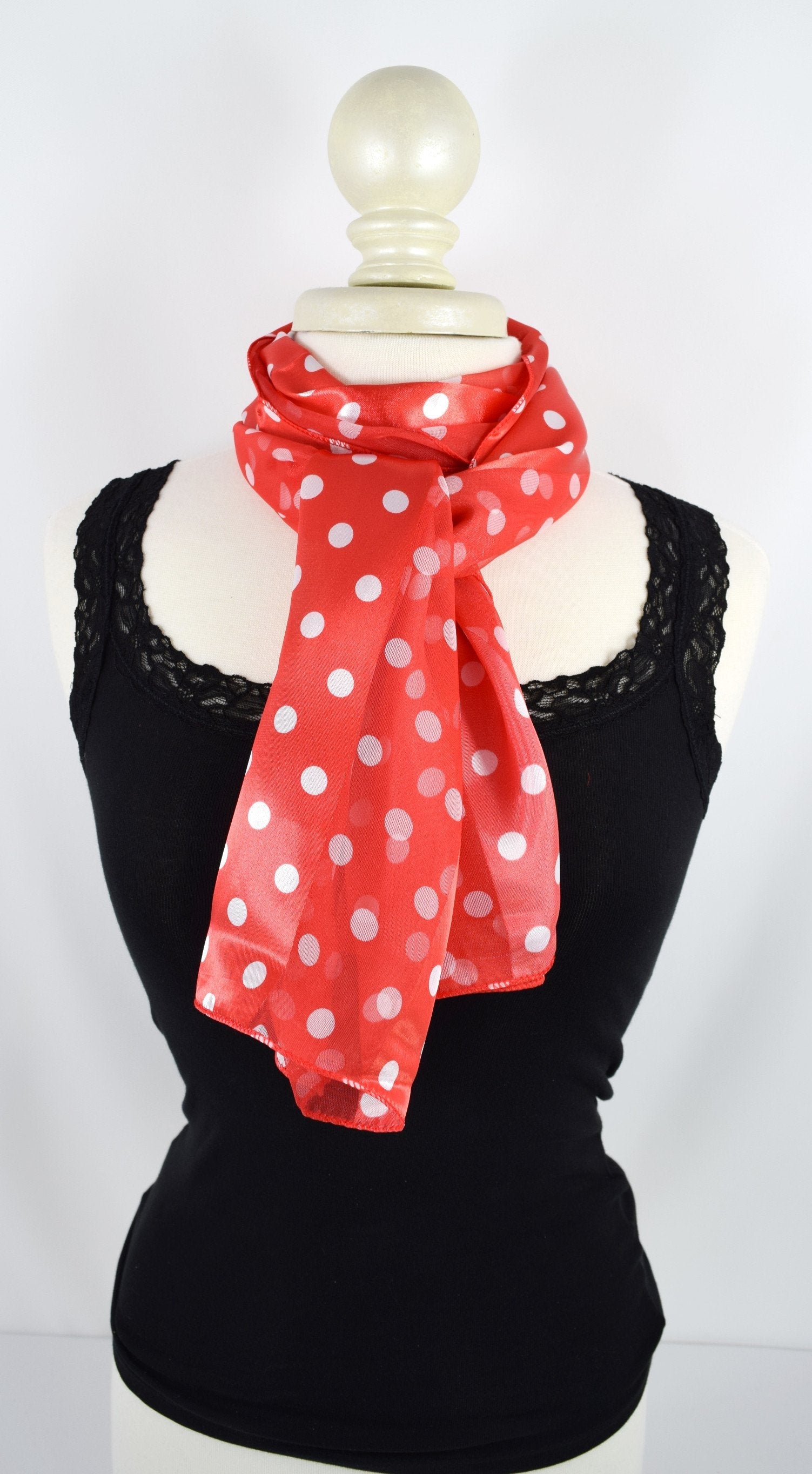 Accessories Red 50's Style Retro Vintage Pinup Polka Dot love Satin Stripe Scarf Headband