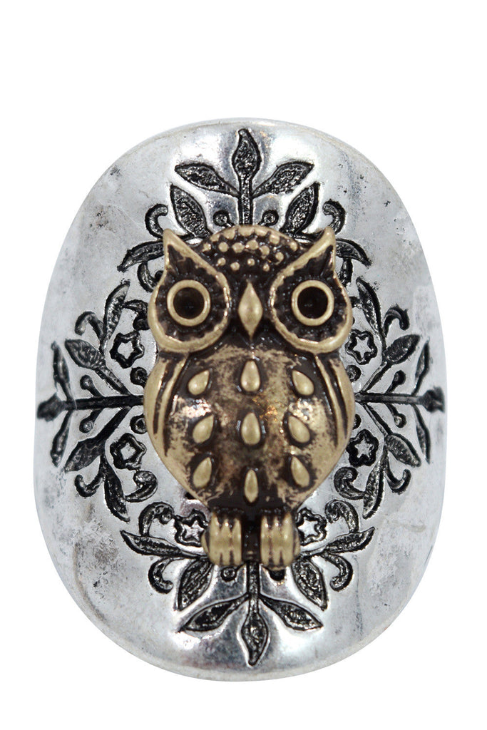 Accessories Silver Bohemian Forest Owl Fashion Ring