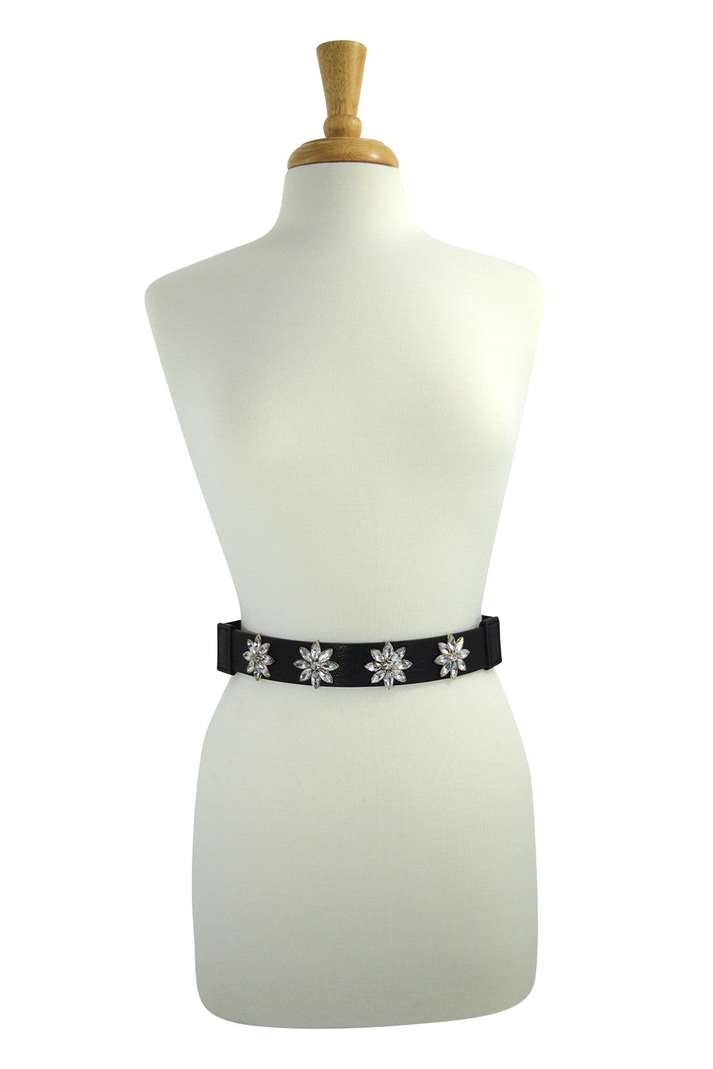 Accessories Bridal Party Rhinestone Flowers Accent Elastic Band Waist Belt