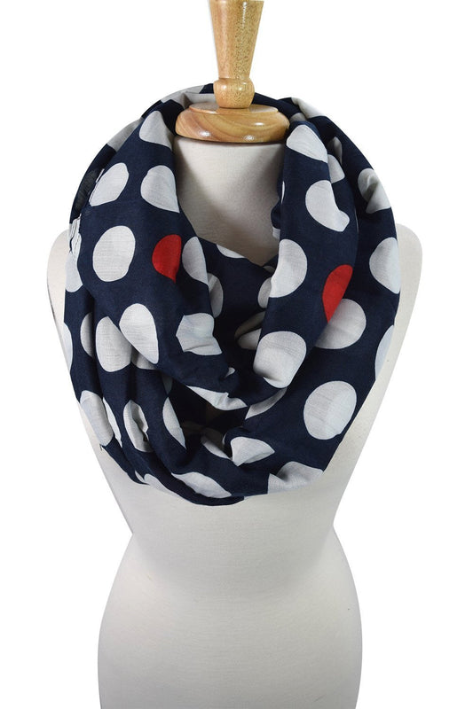 Accessories Navy City Mod Dots & Dots Polka Dot Lovely Infinity Fashion Scarf