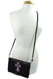 Accessories Pink Crystal Cross Black Sequin Beaded Foldover Crossbody Bag - Wristlet Bag