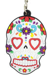 Accessories Day Of The Dead Mexican Flower Sugar Skull Rubber Key Ring KeyChain