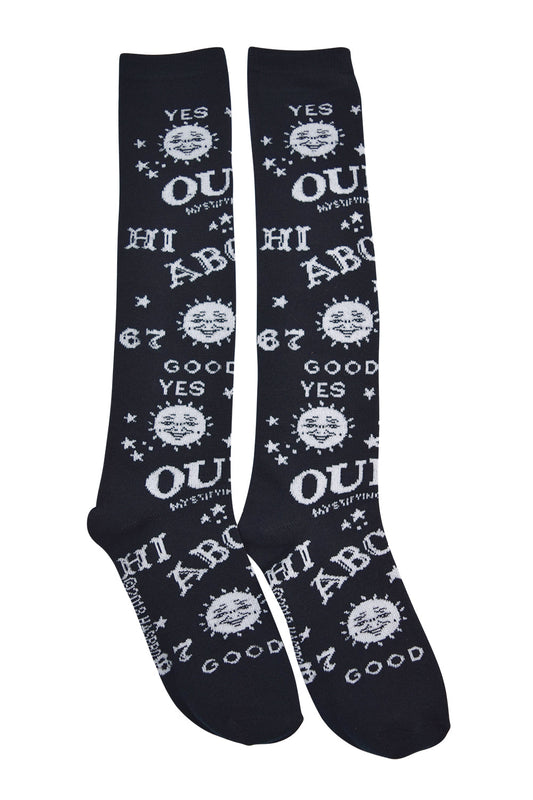 Accessories Gothic Girl Black Ouija Board Knee High Socks - Spirit Board black Socks