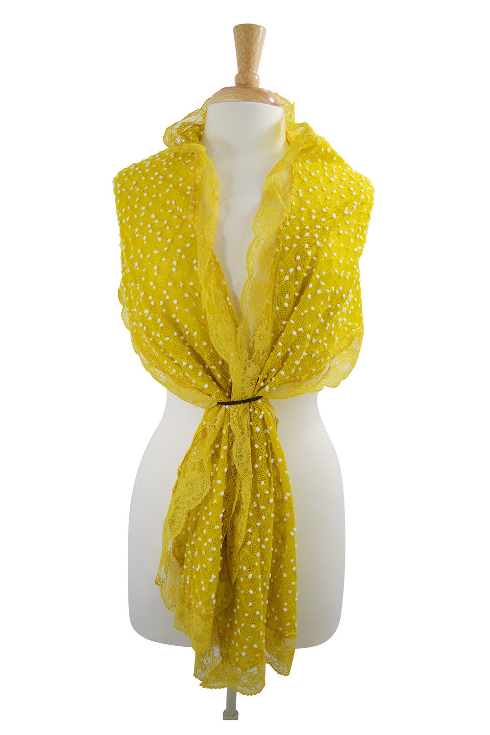 Accessories Lolita Love Mesh Knit Mini Dots and Lace Trim Fashion Scarf