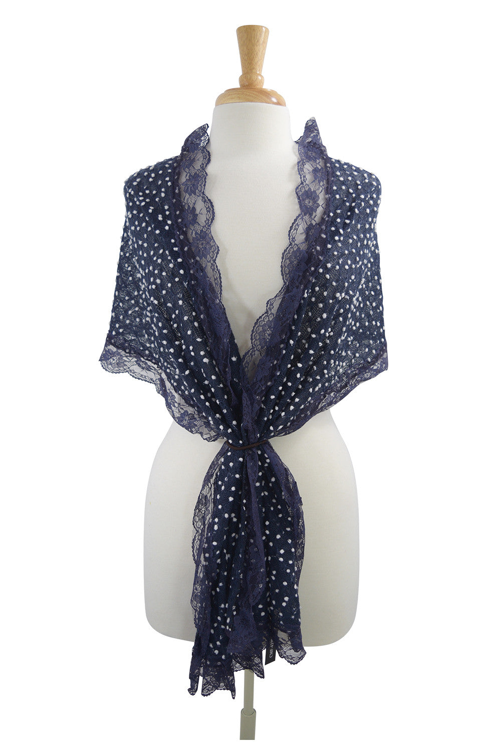 Accessories Lolita Love Mesh Knit Mini Dots and Lace Trim Fashion Scarf