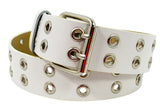 Accessories Punk Rock Double Grommet Holes Leather Belt 2-Row Studded Leather Belt