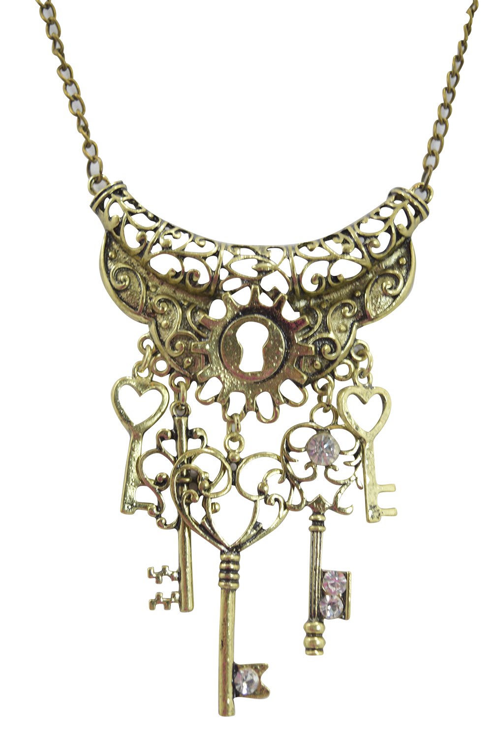 Accessories Steampunk Vintage Key To Your Heart Antique Keys and Cog Charm Pirate Keys Necklace