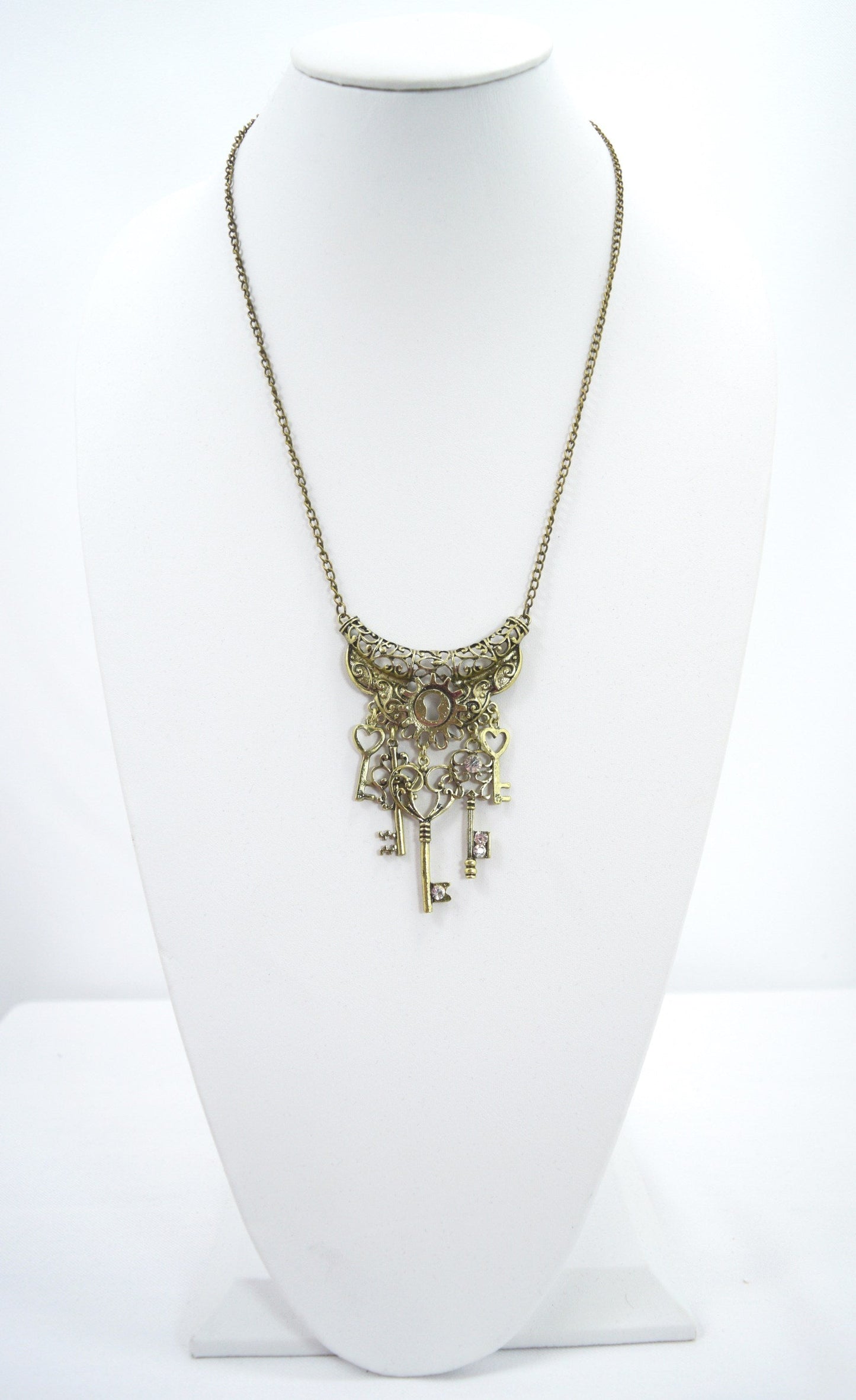 Accessories Steampunk Vintage Key To Your Heart Antique Keys and Cog Charm Pirate Keys Necklace