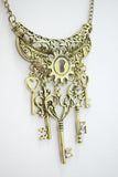 Accessories Steampunk Vintage Key To Your Heart Antique Keys and Cog Charm Pirate Keys Necklace