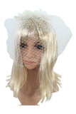 Accessories White Vintage Inspired Bridal Party Flower Accent with Veil Net Pearl Headband