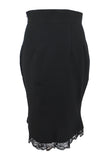 Bottoms 60's Vintage Lace Trim office wiggle Tulip Solid Pencil Skirt - Black