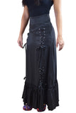 Bottoms Gothic Victorian Steampunk Black Satin Maxi Gown Skirt 3-way Corset Skirt Renaissance Skirt