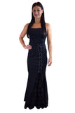 Bottoms Gothic Victorian Steampunk Mermaid Fishtail Black Ruffle Asymmetrical Skirt