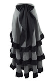 Bottoms Gothic Victorian Steampunk Pinstriped Tiered Tail Long Bustle Gray Skirt