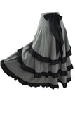 Bottoms Gothic Victorian Steampunk Pinstriped Tiered Tail Long Bustle Gray Skirt