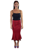 Bottoms Vintage Style Retro Sailor Double Button Red Mermaid Pencil Midi Skirt