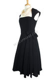 Dresses 50's Vintage Design Rockabilly Vamp Black Belted Party Dress with Bow Accent