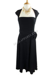 Dresses 50's Vintage Design Rockabilly Vamp Black Belted Party Dress with Bow Accent