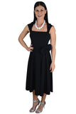 Dresses 50's Vintage Design Rockabilly Vamp Black Belted Party Dress with Bow Accent