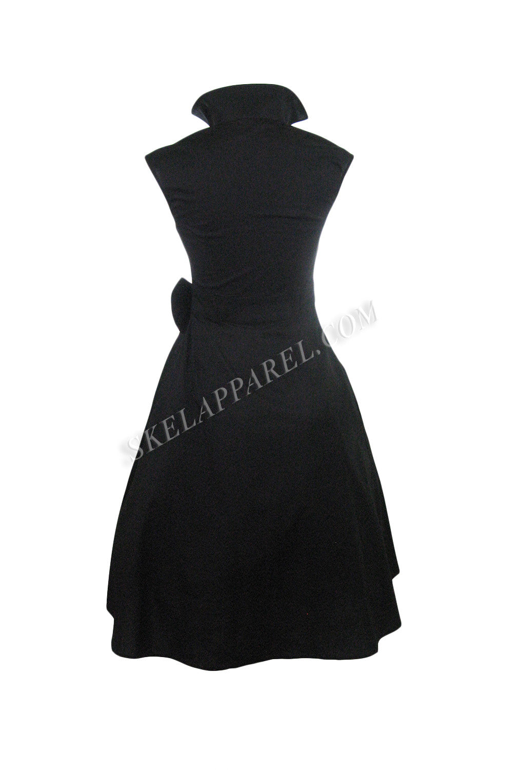 Dresses 50's Vintage Style Black Bow Belted Swing Skirt Party Dress