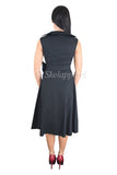 Dresses 50's Vintage Style Black Bow Belted Swing Skirt Party Dress