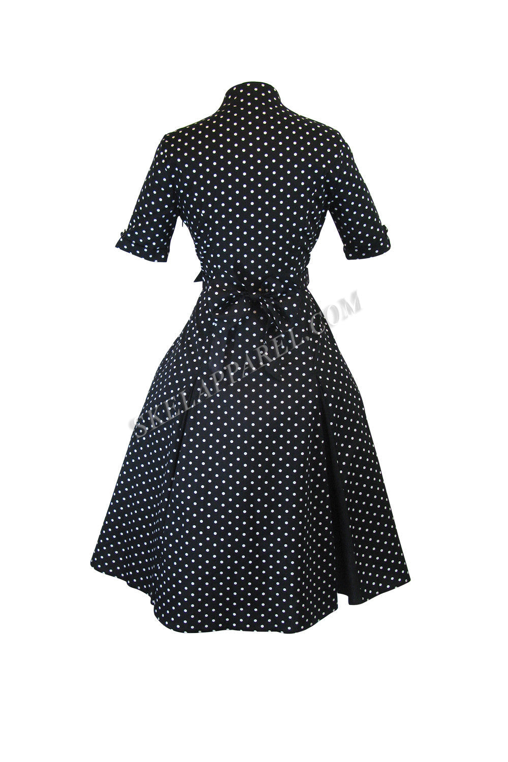 Dresses 60's rockabilly pin-up Polka Dot Black Party Swing Dress - Black / Black