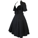 Dresses 60's rockabilly pin-up Polka Dot Black Party Swing Dress - Black / Black