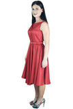 Dresses 60's Vintage Design Rockabilly First Love Red Satin Flare Party Dress
