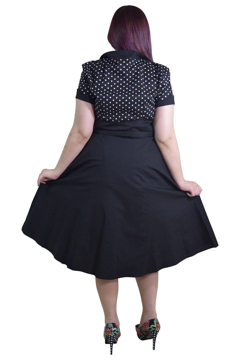 Dresses 60's Vintage Inspired Plus Size Vintage Retro Design Polka Dot Flare Party Dress