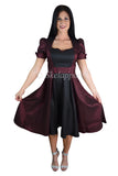 Dresses 60's Vintage inspired Queen of Hearts Two Tone Burgundy & Black Satin Dress