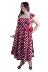 Dresses 60's Vintage Retro Rockabilly Pin-up Red and White Polka Dot Belted bow Party Dress plus size