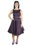 Dresses 60's Vintage Style Purple Satin Flare Swing Party Dress
