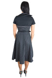 Dresses 60's Vintagge Black and White Polka Dot Flare Two Tone Dress with Bolero Jacket