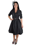 Dresses Gothic Steampunk Black Belted Military Style Swing Dress